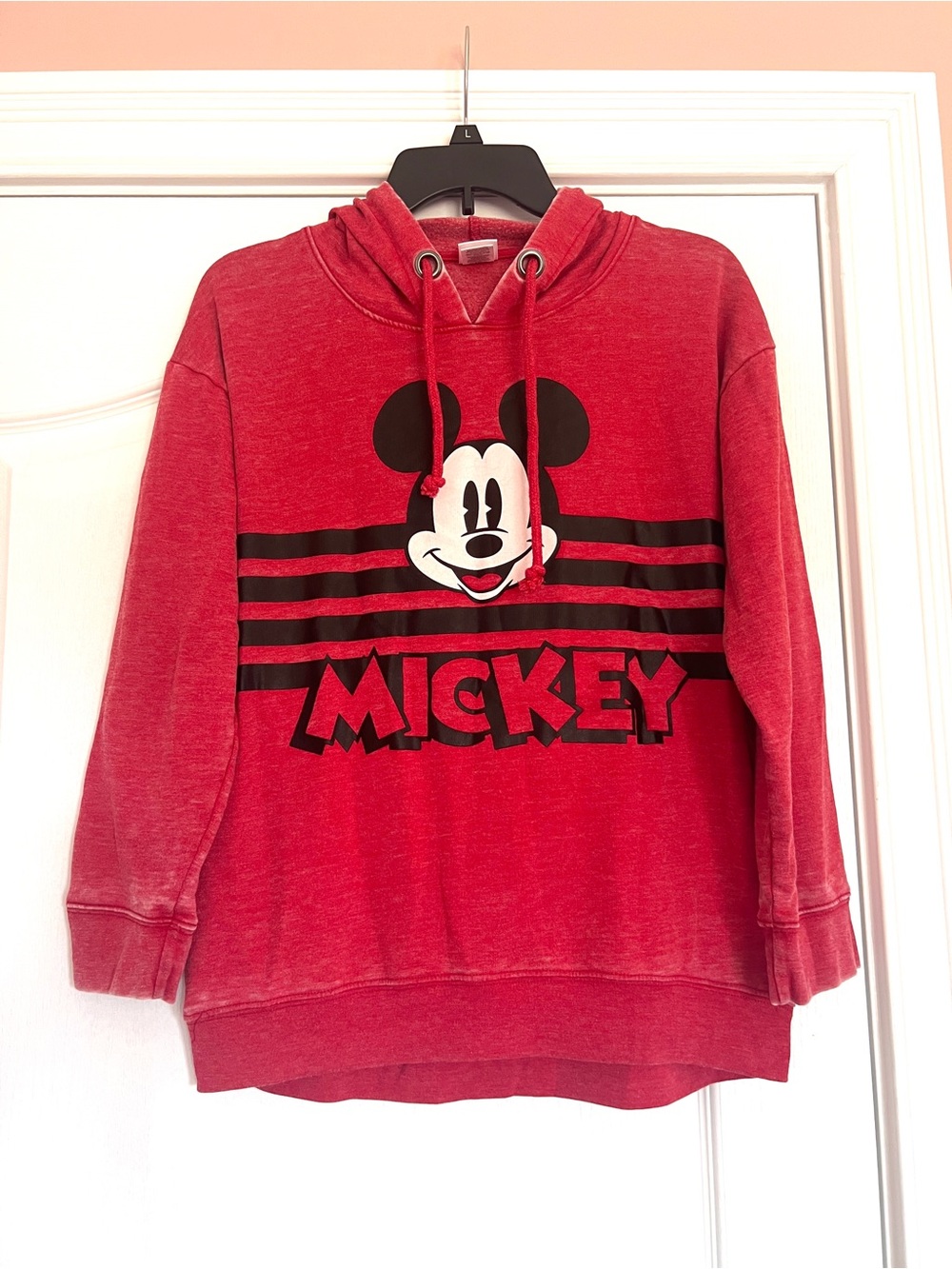 Disney Mickey Distressed Red Hooded Sweatshirt